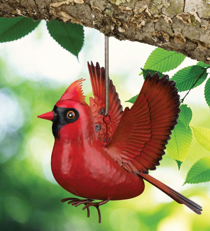 Life-Size Bouncing Cardinal Figurine in Flight