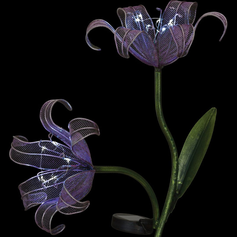Double Lily Solar Stake - Purple