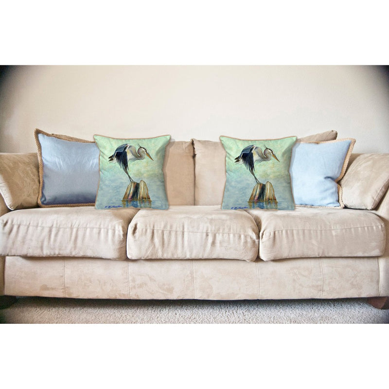 Betsy Drake Balancing Heron 18x18 Large Indoor/Outdoor Pillow