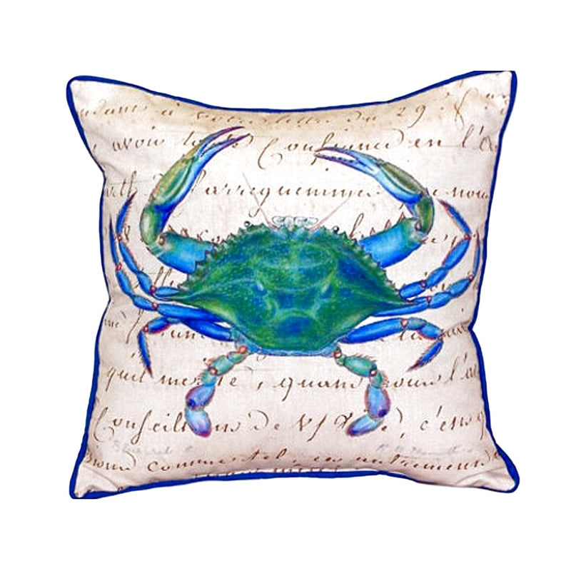 Male Blue Crab Beige Large Indoor/Outdoor Pillow 18x18