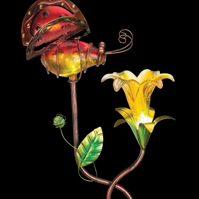 Ellipse Flower Solar Stake - Ladybug