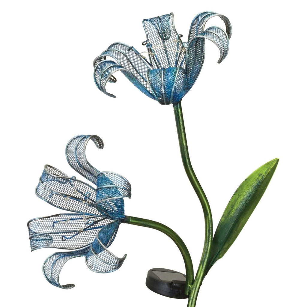 Double Lily Solar Stake - Blue