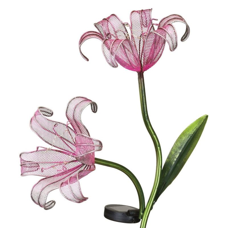 Double Lily Solar Stake - Pink
