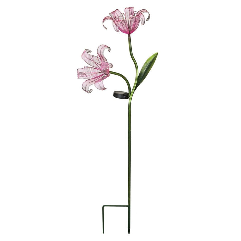 Double Lily Solar Stake - Pink